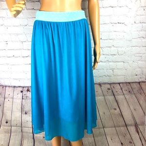 LuLaRoe Jill below the knee pleated skirt blue M